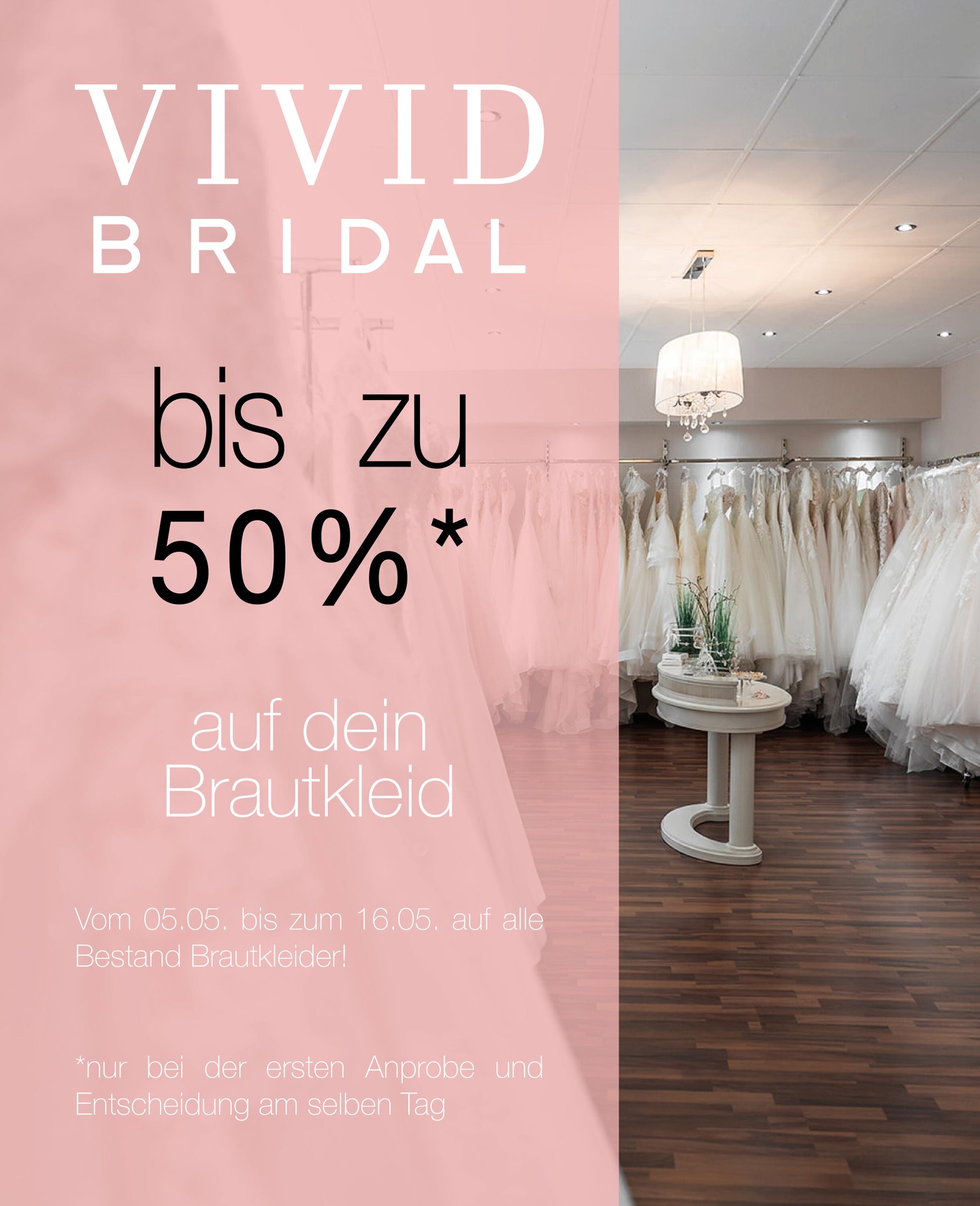Wir haben eine Aktion für euch! 

Vom 05.05. bis zum 16.05.
bis zu 50% Rabatt*

auf alle bestand Brautkleider!

*nur bei der ersten Anprobe

❤️ Bucht euren kostenlosen Beratungs Termin direkt hier 
📒 https://www.brautmode-speyer.de/termin/
Oder ruft uns einfach an unter der: 📞 01737007271

#Brautkleid #Traumhochzeit #BridalFashion #Brautmode #SayYesToTheDress #Braut2026 #Hochzeitsinspiration #BrideToBe #ModernBridal #LuxuryWeddingDress #BrautkleidSpeyer #Hochzeitskleid2026 #Brautatelier #BridalInspo #DressShopping #BridalGoals #speyer #mannheim #heidelberg #vividbridal Werbung